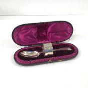 A Victorian cased silver Christening spoon and napkin ring, Martin Hall & Co., Sheffield 1891,