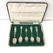 A group of five 19th century American commemorative silver spoons, celebrating the 400th Anniversary