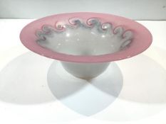 A large Vasart studio glass bowl, the pale pink rim merging to a scrolling blue/green interior,