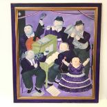After Fernando Botero (Colombian, b. 1932), The Musicians, coloured print on panel, framed. 91cm