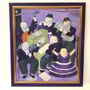 After Fernando Botero (Colombian, b. 1932), The Musicians, coloured print on panel, framed. 91cm