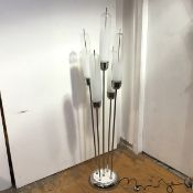 Style of Carlo Nason, a floor lamp, the chrome-plated rod shafts with clear/opaque "test tube"