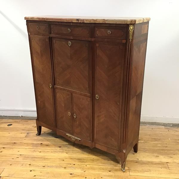 A French Transitional style kingwood and gilt-metal mounted secretaire cabinet, c. 1900, the Breccia
