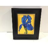 •Graham H.D. McKean (Scottish, b. 1962), Blue Iris with Yellow Background, signed lower right,