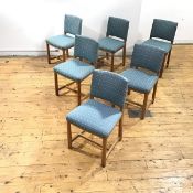 A set of six Art Deco oak and simulated macassar ebony dining chairs, each with curved back and