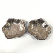 A pair of Irish silver leaf-form dishes, Royal Irish Silver Co., Dublin 1973. Each 13cm by 11.5cm,