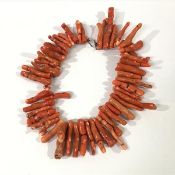 A substantial coral branch necklace, the branches with lengths of up to 9.5cm, on a barrel clasp.