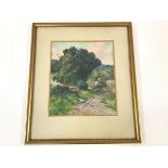 David Fulton R.S.W. (Scottish, 1848-1930), A Girl on a Country Lane, signed, watercolour framed.
