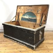 A Scottish mid-19th century seafarer's kist, the hinged rectangular top enclosing a painted