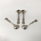 A matched set of four Victorian silver mustard spoons, one pair George Aldwinckle, London 1879,