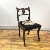 An Edinburgh Regency mahogany dining chair, in the Grecian taste, the scrolling top rail