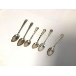 A collection of silver spoons, including two 19thc. Scottish silver spoons, two 20thc. Scottish
