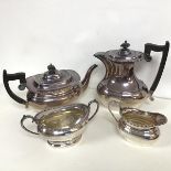 A Sheffield Epns tea and coffee set including coffee and tea pot (h.16cm x 31cm x 15cm), cream and