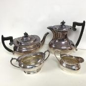 A Sheffield Epns tea and coffee set including coffee and tea pot (h.16cm x 31cm x 15cm), cream and
