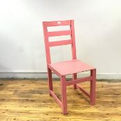 A slat back chair by Alasdair Gall, Edinburgh, the square section frame with horizontal rails