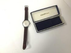 A Certina gentleman's wristwatch, the circular metal dial with arabic numerals (only hour hand),