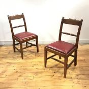 A pair of mid 19thc. Scottish side chairs, probably Aberdeenshire, the tablet top rail and turned