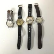 A collection of gentleman's wristwatches including a 17 jewels services with leather strap, a