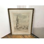 Charles A. Nicholson, Churchyard St. Jean de Doigt, pencil on paper, signed and dated bottom