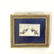 19thc School, Indian Gentlemen Playing Polo, watercolour on card, in a glazed frame with a bone