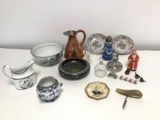 A mixed lot comprising a jasparware salt shaker, a Royal Copenhagen pierced vase, a Chinese