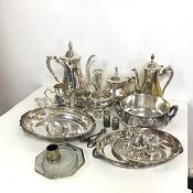 An Epns tea and coffee service including teapot, coffee pot, milk jug, sugar bowl, rose bowl etc.