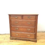 A late Victorian walnut chest, the rectangular top with moulded edge above two short and three