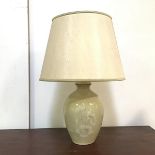 A 1970s table lamp with floral decoration (h.60cm including shade)