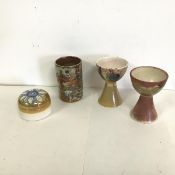 Margery Clinton, a pair of unusual goblets with an applied mark to base, Margery Clinton, Ceramics
