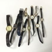 An assortment of gentlemen's and lady's wristwatches including a Fero with a rolled gold strap,