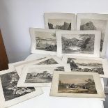 A collection of 19thc lithographs, primarily in Killarney, including a waterfall, Ross Castle,