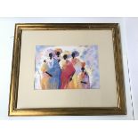 A framed print, African Women in Colourful Clothing (27cm x 39cm)
