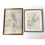 An early 20thc French map of Great Britain and Ireland (45cm x 31cm), also a map of the Baltic Sea