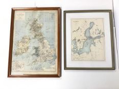 An early 20thc French map of Great Britain and Ireland (45cm x 31cm), also a map of the Baltic Sea