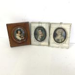 A pair of Italian portrait miniatures, one of Napoleon in three quarter profile, signed V.Hall (