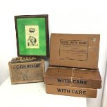 Three egg boxes, c.1960 designed to travel by post, one including postage stamp (7cm x 35cm x 24cm),