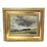 Scottish School, Rural Scene with Farmers beneath Cloudy Sky, oil on canvas, signed and dated, 1905,
