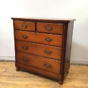 A late 19thc mahogany chest, the rectangular top with rounded corners above two short and three long