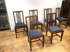 A set of six mahogany dining chairs, first half 20thc., each rectangular back with shaped spars
