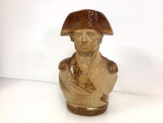 Admiral Lord Nelson, a salt-glazed stoneware portrait jug, probably Doulton & Watts Lambeth Pottery,