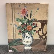 •Willy Peploe (1910-1965), Still Life of Flowers in a Maiolica Jug, signed lower right, oil on