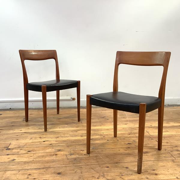 Svegards Markaryd: a pair of dining chairs, 1960's, each with moulded teak frame and padded vinyl