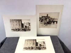 Stanley Anderson C.B.E., R.A. (British, 1884-1966), The Goose Fair, Albi, two drypoint etchings from