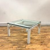 John Makepeace: a low table, 1970's, the painted wooden frame made in square section, with glass