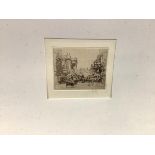 William Walcott (British, 1874-1943), Covent Garden, etching, signed in pencil, unframed, mounted.