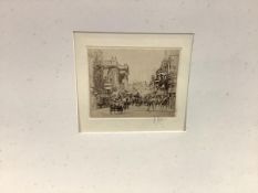 William Walcott (British, 1874-1943), Covent Garden, etching, signed in pencil, unframed, mounted.