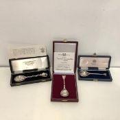 A group of three cased silver commemorative spoons: the Investiture of the Prince of Wales,