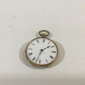 An 18ct gold open face fob watch, early 20th century, the white enamel dial (lacking glass) with