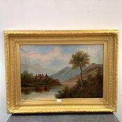 George Wells (British, fl. 1842-1888), Kilchurn Castle, Loch Awe, signed lower right, oil on canvas,