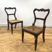 A set of six George IV rosewood dining chairs, attributed to Gillows, each with reeded cartouche-